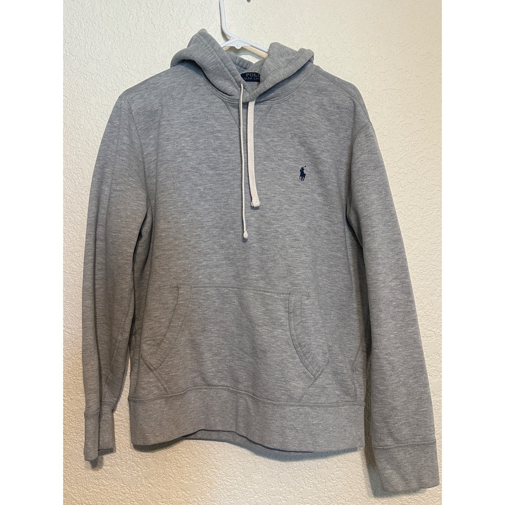 Polo Ralph Lauren Mens L Gray Pullover Hoodie Sweatshirt Logo Preppy college